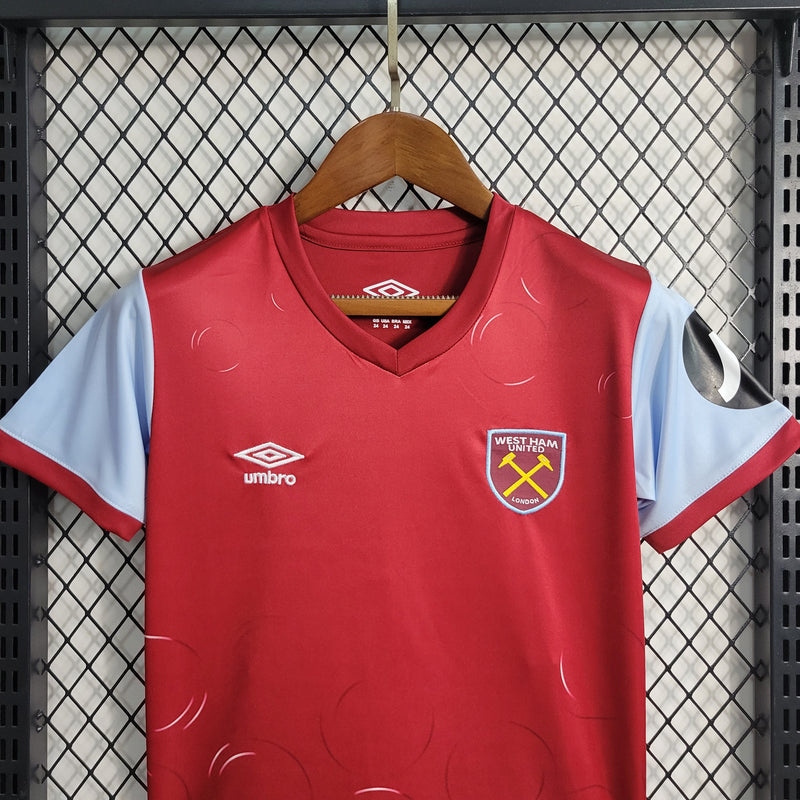 Camisa De Futebol West ham Kit Infantil 23/24 Casa - Shark Store