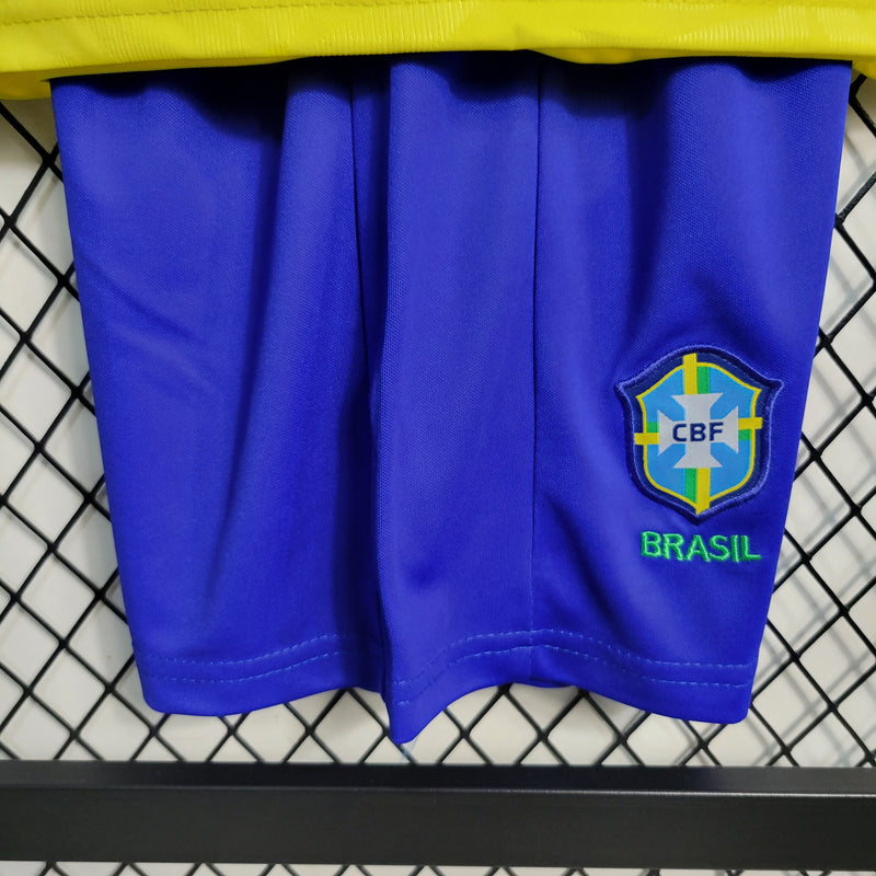 23-24 Camisa De Futebol Brasil Kit Infantil Home - Shark Store