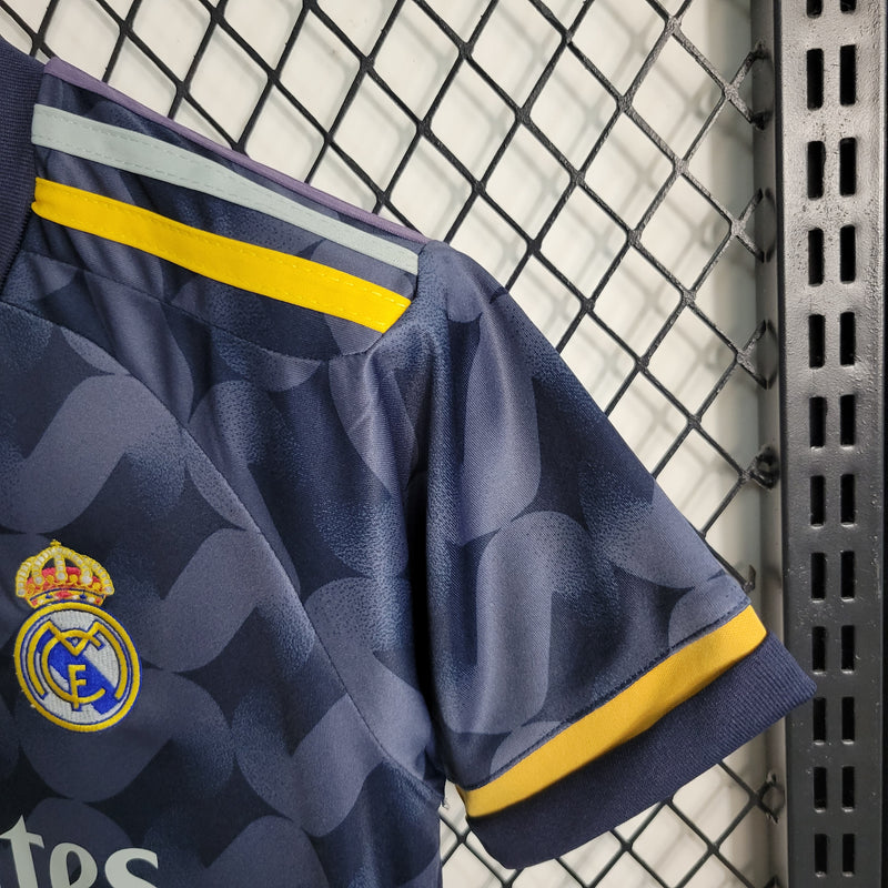 23/24 Camisa De Futebol Real Madrid Kit Infantil Fora - Shark Store