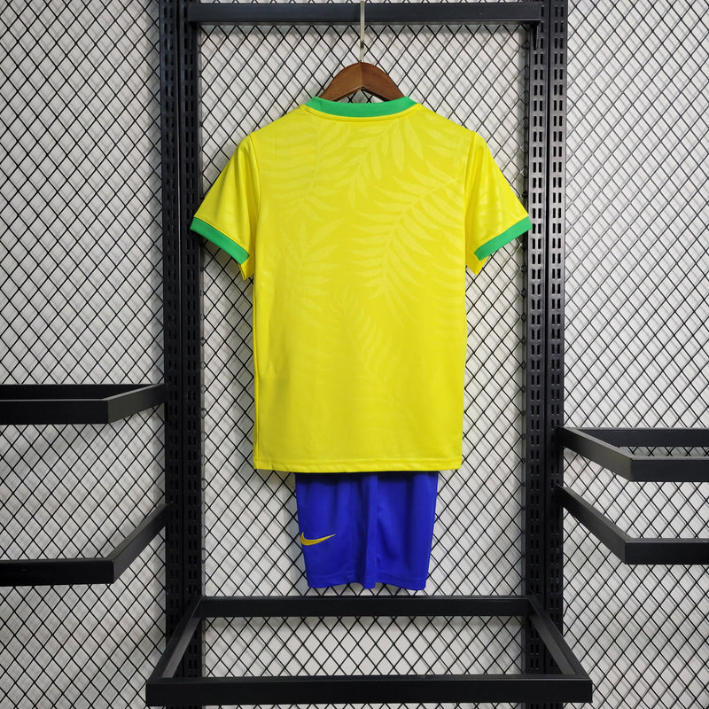 23-24 Camisa De Futebol Brasil Kit Infantil Home - Shark Store