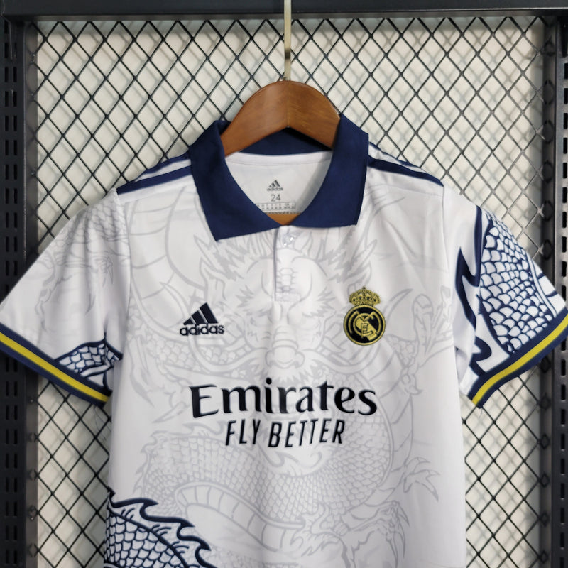 23/24 Camisa De Futebol Kit Infantil Real Madrid Especial Dragão Branco - Shark Store