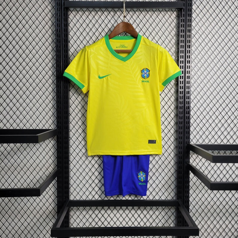 23-24 Camisa De Futebol Brasil Kit Infantil Home - Shark Store