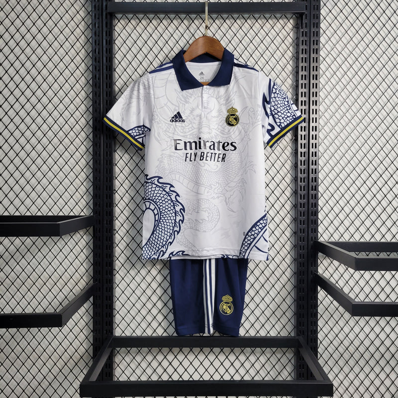 23/24 Camisa De Futebol Kit Infantil Real Madrid Especial Dragão Branco - Shark Store